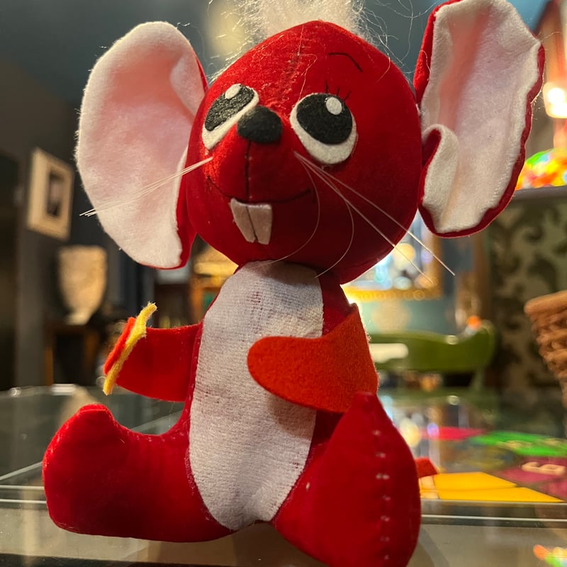 アンティーク　1920年代　ねずみ　ぬいぐるみ　マウス　人形　車輪付き アンティーク 1920年代 ねずみ ぬいぐるみ マウス 人形 車輪付き