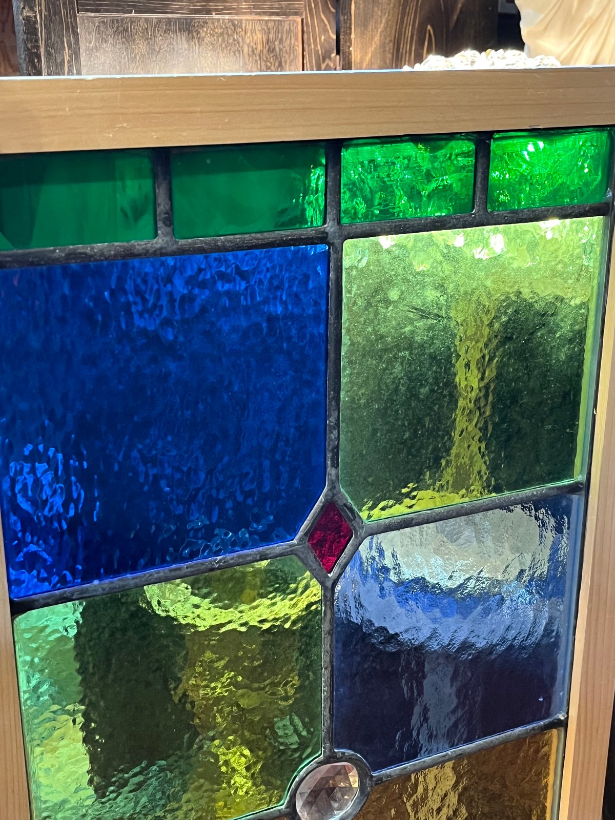 アンティーク　ステンドグラス？パネル　一枚板ガラス アンティークガラス ステンドグラス 窓 ドア パネル rose ローズ