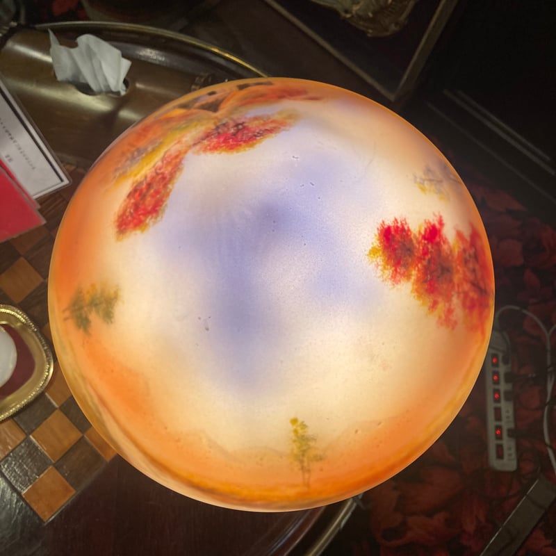 ガラス絵アールヌーボーランプ | アンティーク家具と喫茶キャバレーの