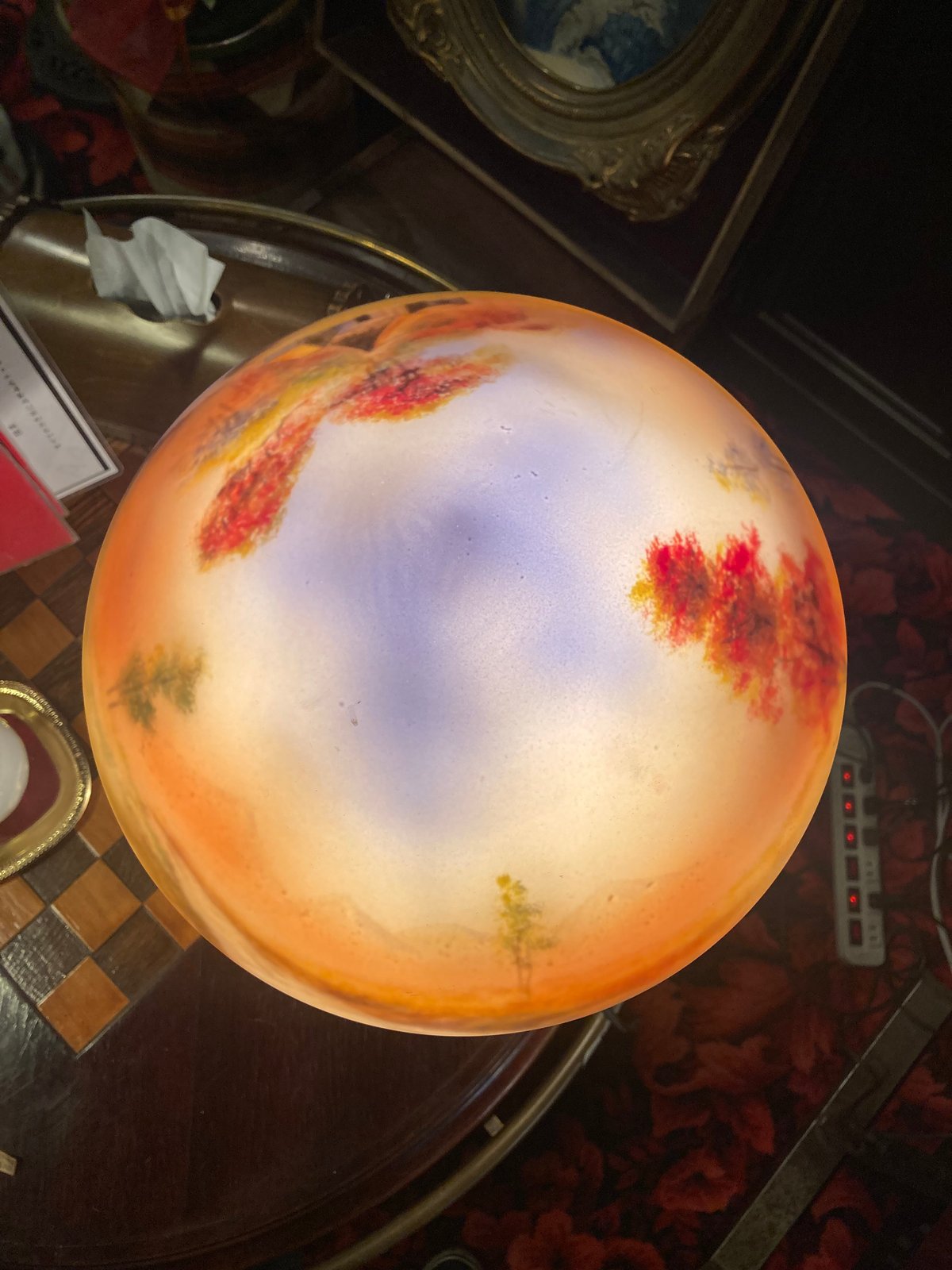ガラス絵アールヌーボーランプ | アンティーク家具と喫茶キャバレーの