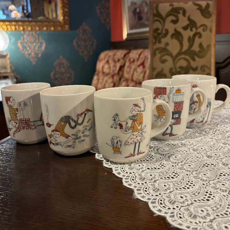 レトロファンシーマグカップ アイボリーモダン マグカップセット 5 