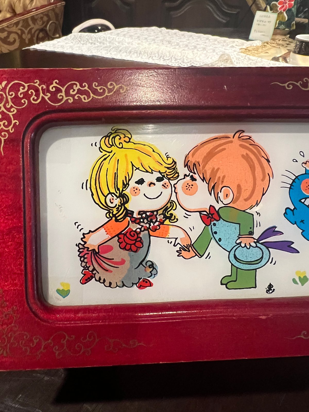 昭和レトロ 水森亜土さんイラストのジュエリーボックス（オルゴールは