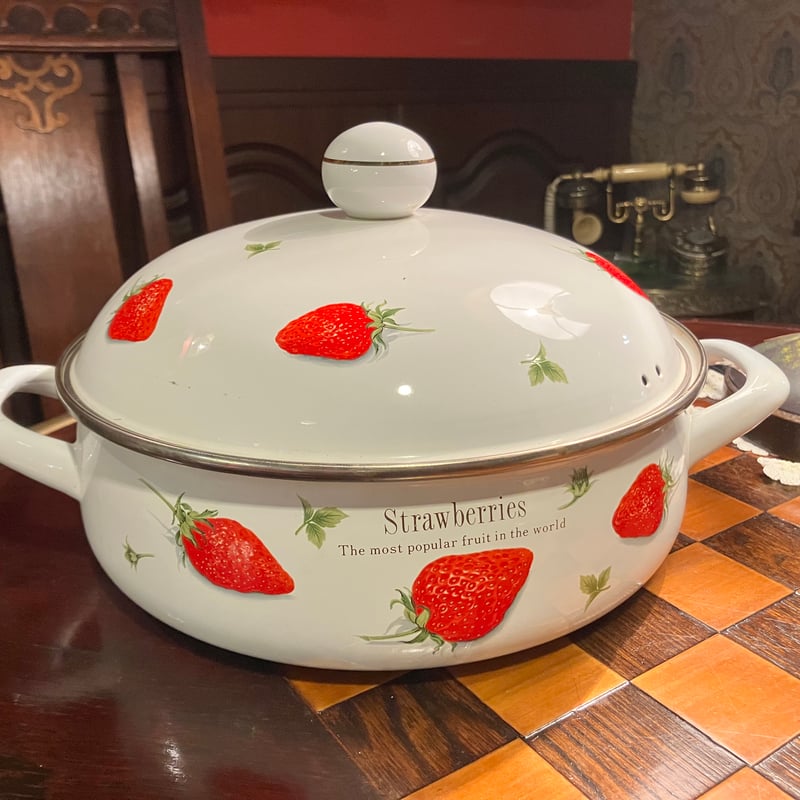 エジリホーロー ストロベリー柄 両手なべ 23cm | アンティーク家具と