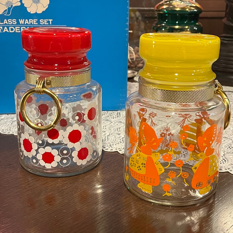 昭和レトロ アデリアグラスセット ポット 容器 GLASS WARE SET （箱