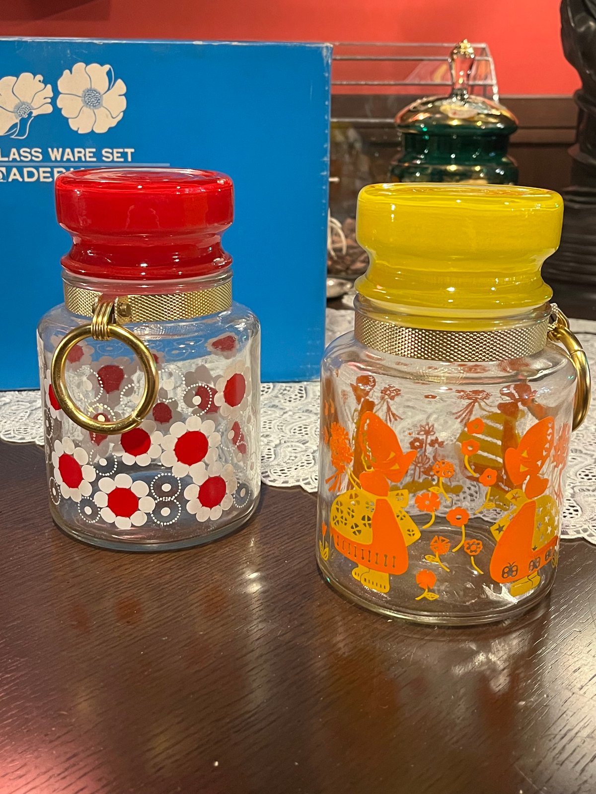 昭和レトロ アデリアグラスセット ポット 容器 GLASS WARE SET （箱 