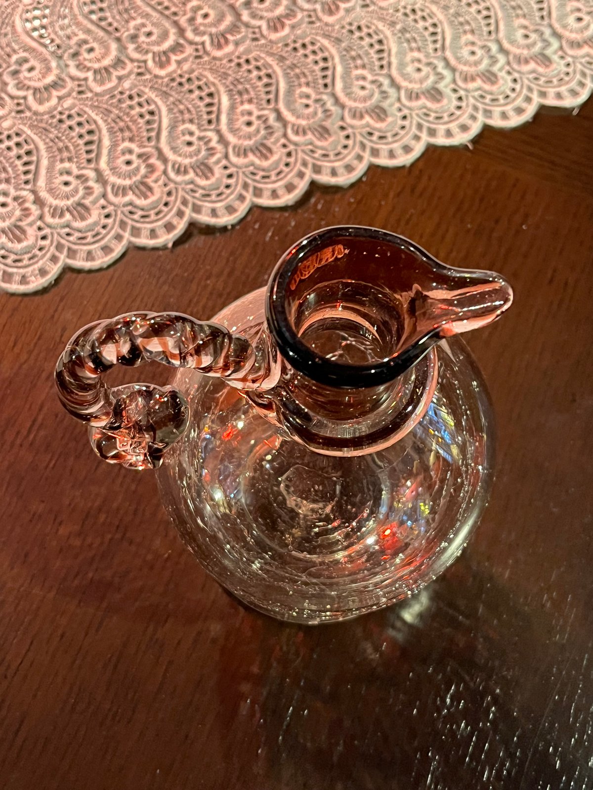 レトロ　民芸　ガラス水差し　琉球手作り工芸品 Vintage Japanese Folk Art: 水差し / 琉球ガラス