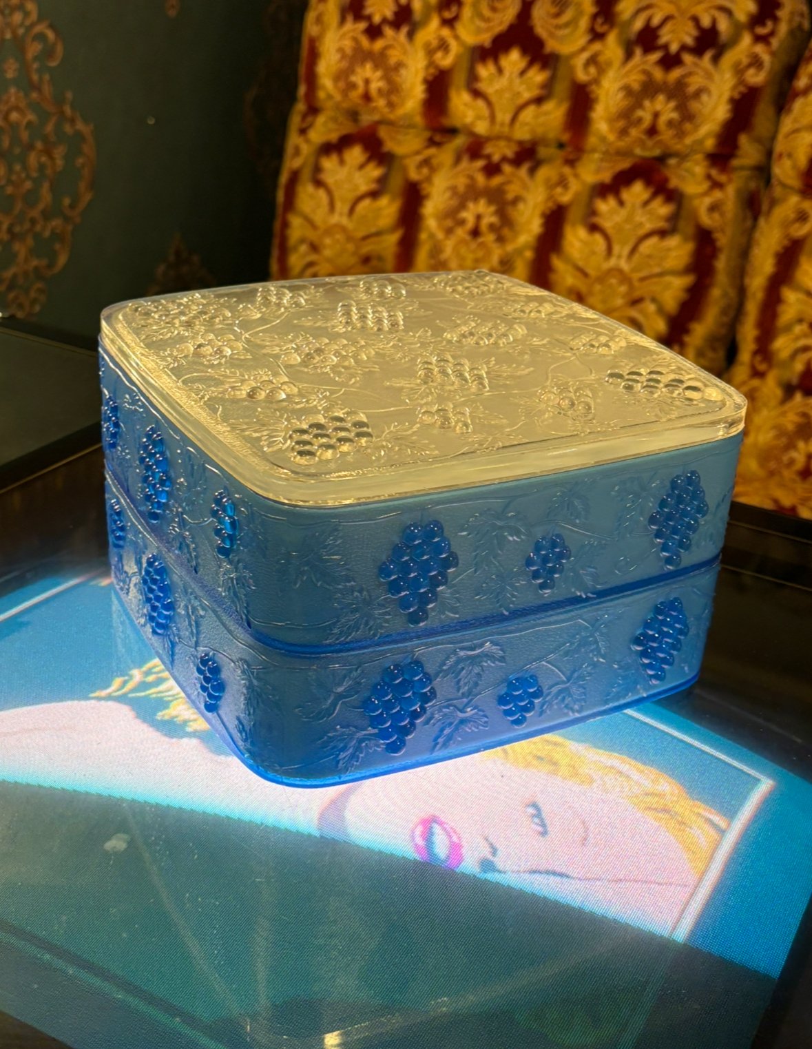 お重箱　レトロ雑貨 白木塗タモ6.0 二段重 内朱 仕切り付 [G-09803]/ 運動会 お花見 お正月