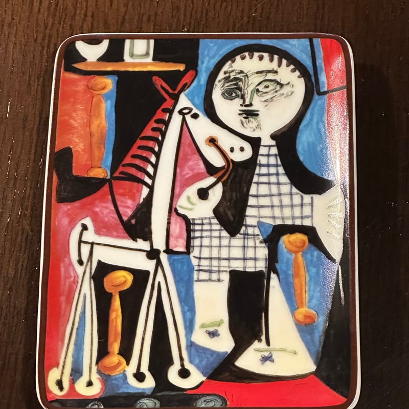 パブロピカソ 絵皿入り額 クロードの木馬 | アンティーク家具と喫茶