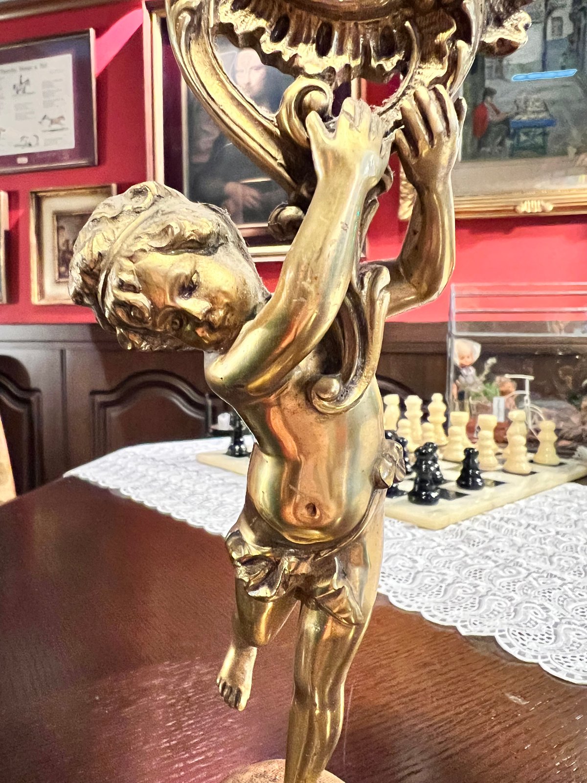 ❤アンティーク加工 リバーシブル天使の壁型ミラーオブジェ 裏面