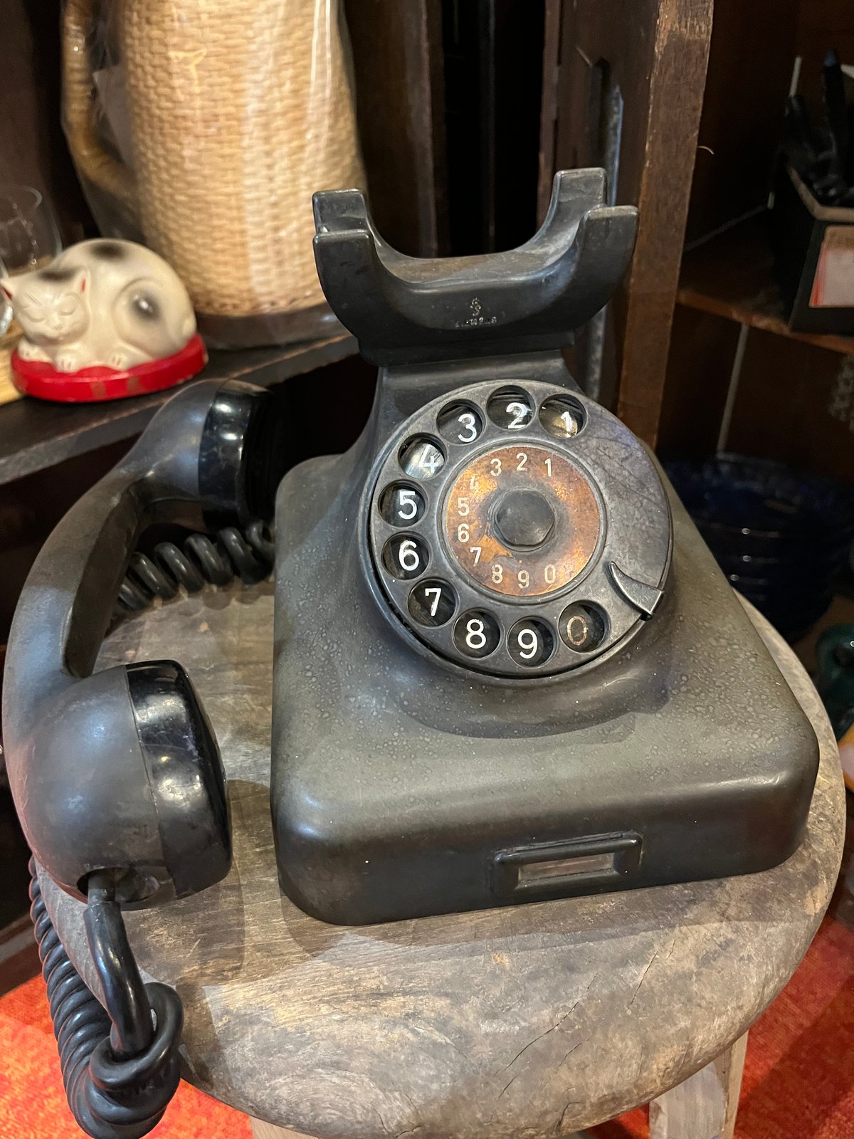 USA ITT製　アンティーク　ダイヤル式電話機　ブラック 極美品 1924年 フランス アンティーク ダイヤル式 電話機