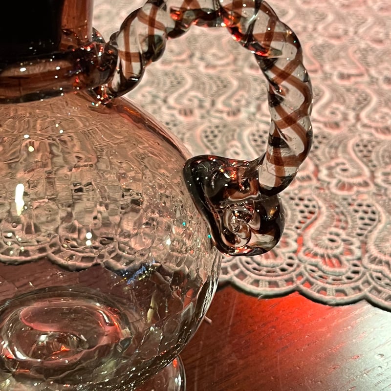中古品　レトロ　民芸　ガラス水差し　琉球手作り工芸品 最終大幅値下げ レトロ 民芸 ガラス水差し 琉球手作り工芸品 工芸品