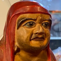 名工　市川銕琅　木彫り　達磨大師　木製彫刻置物　坐像