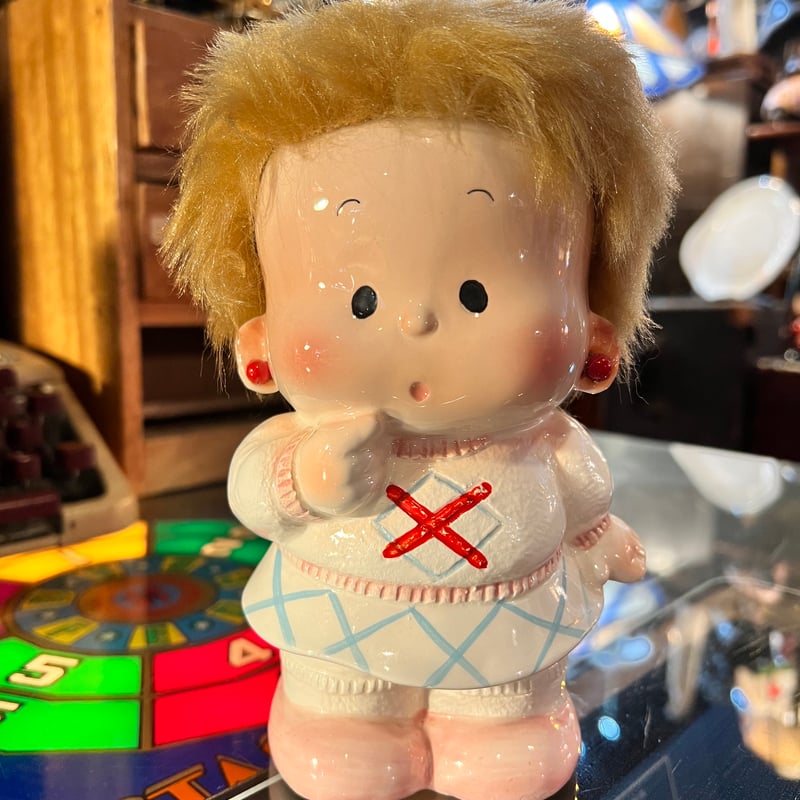 かみの毛フサフサでかわいい女の子の貯金箱 | アンティーク家具と喫茶