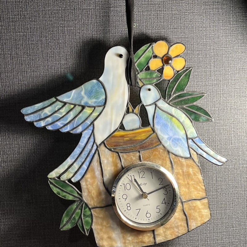 ステンドグラス壁掛け時計（動作確認済） | アンティーク家具と喫茶