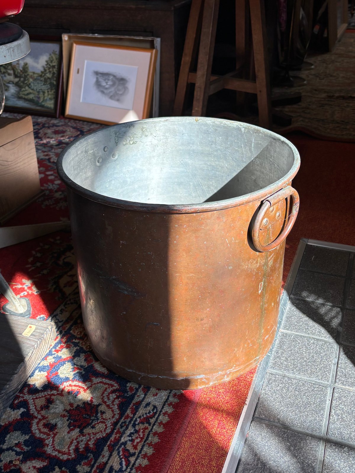 銅製 レトロな丸胴プランター(火鉢)バケツ | アンティーク家具と喫茶
