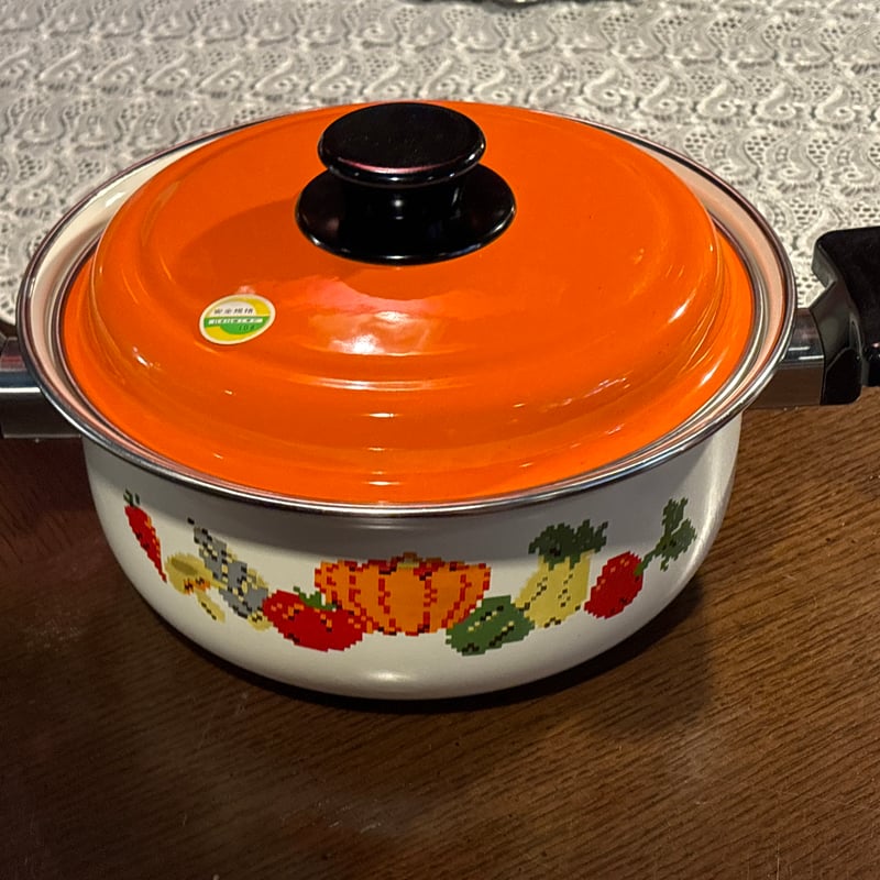 デッドストック 野菜ドット柄 ホーロー鍋 箱あり | アンティーク