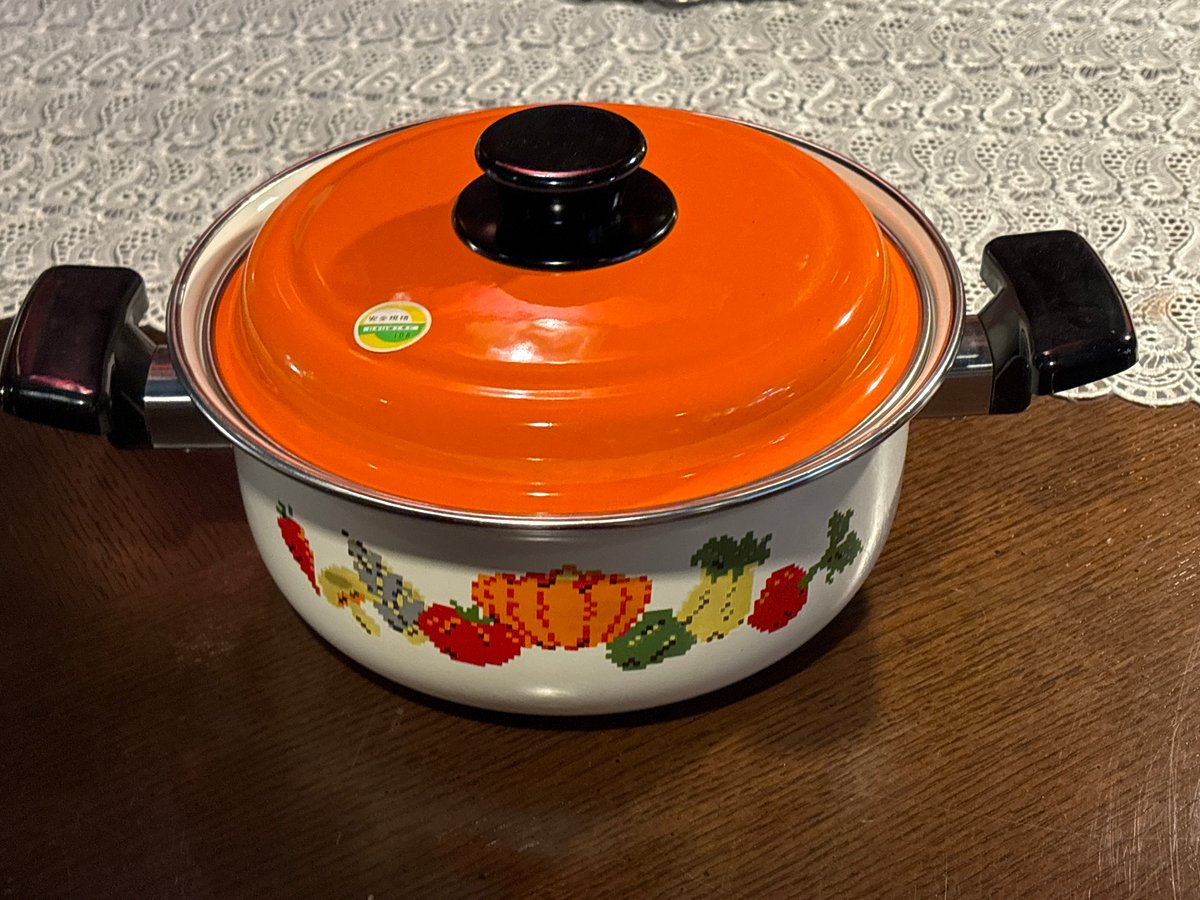 デッドストック 野菜ドット柄 ホーロー鍋 箱あり | アンティーク家具と