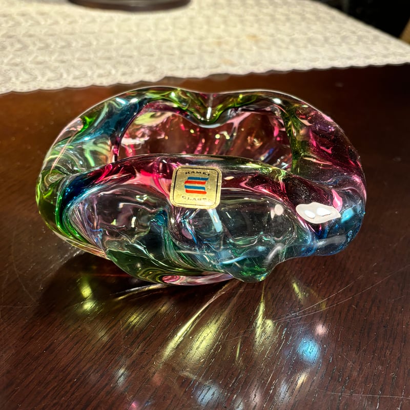 カメイグラス KAMEI GLASS 花瓶&灰皿セット 箱付き