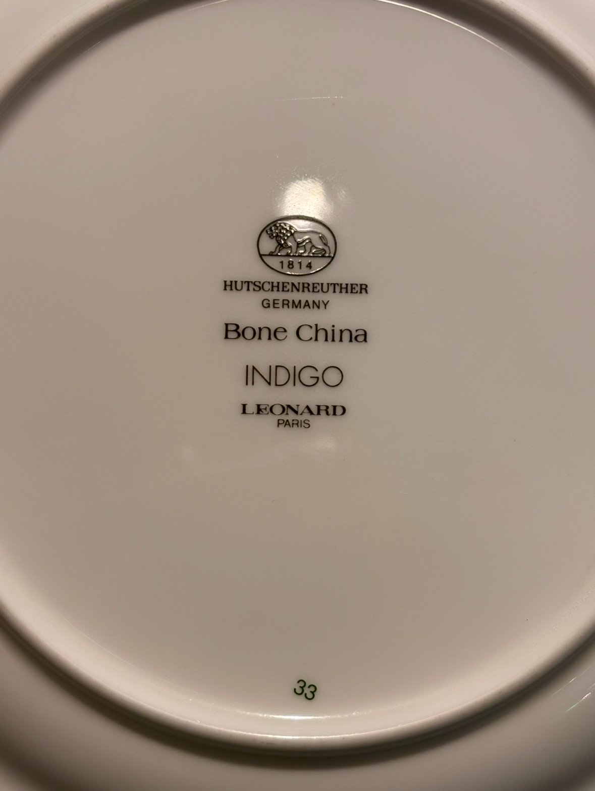 ドイツ製 Hutschenreuther Bone China INDIGO LEONARD