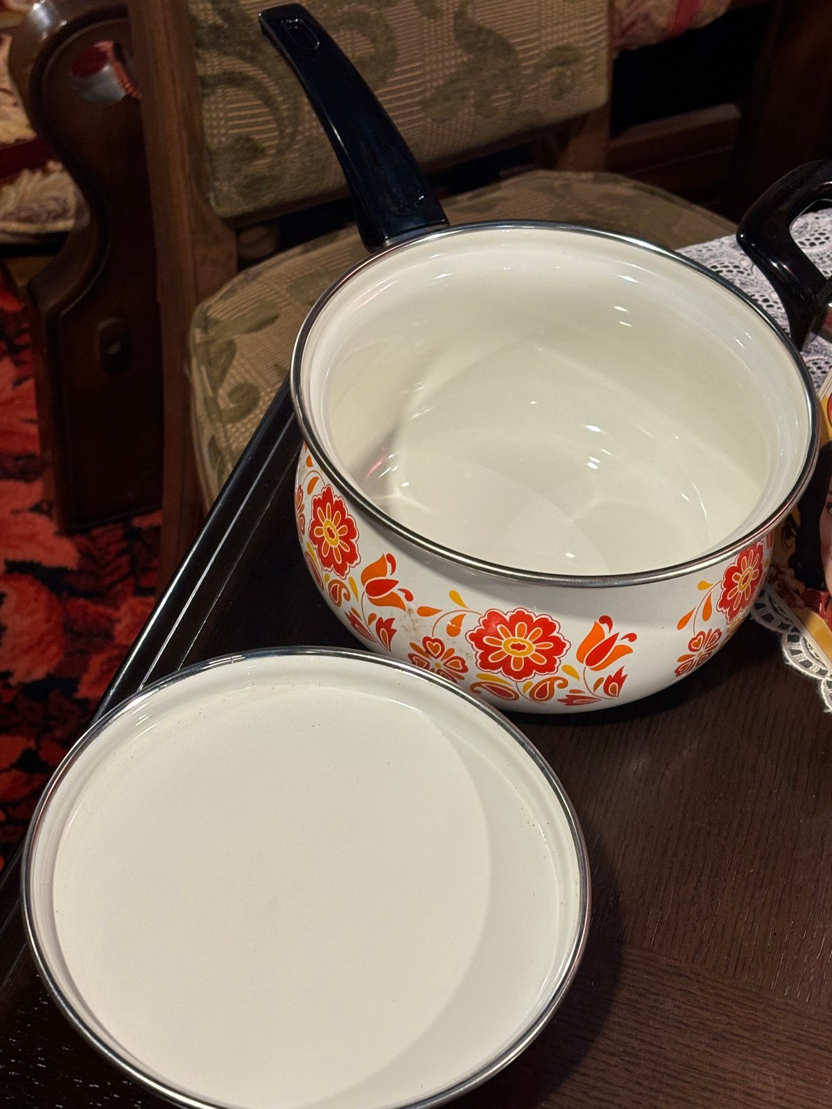 昭和レトロ ホーロー鍋セット 箱付き | アンティーク家具と喫茶 昭和レトロ ホーロー鍋セット 箱付き | アンティーク家具と喫茶