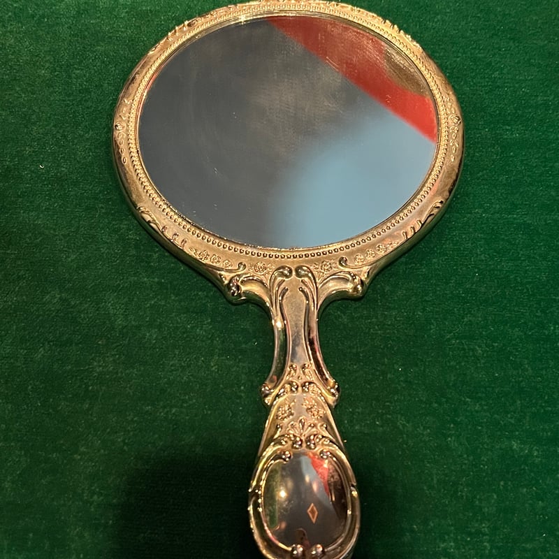 アンティーク シルバー ハンドミラー 手鏡 フローラルデザイン