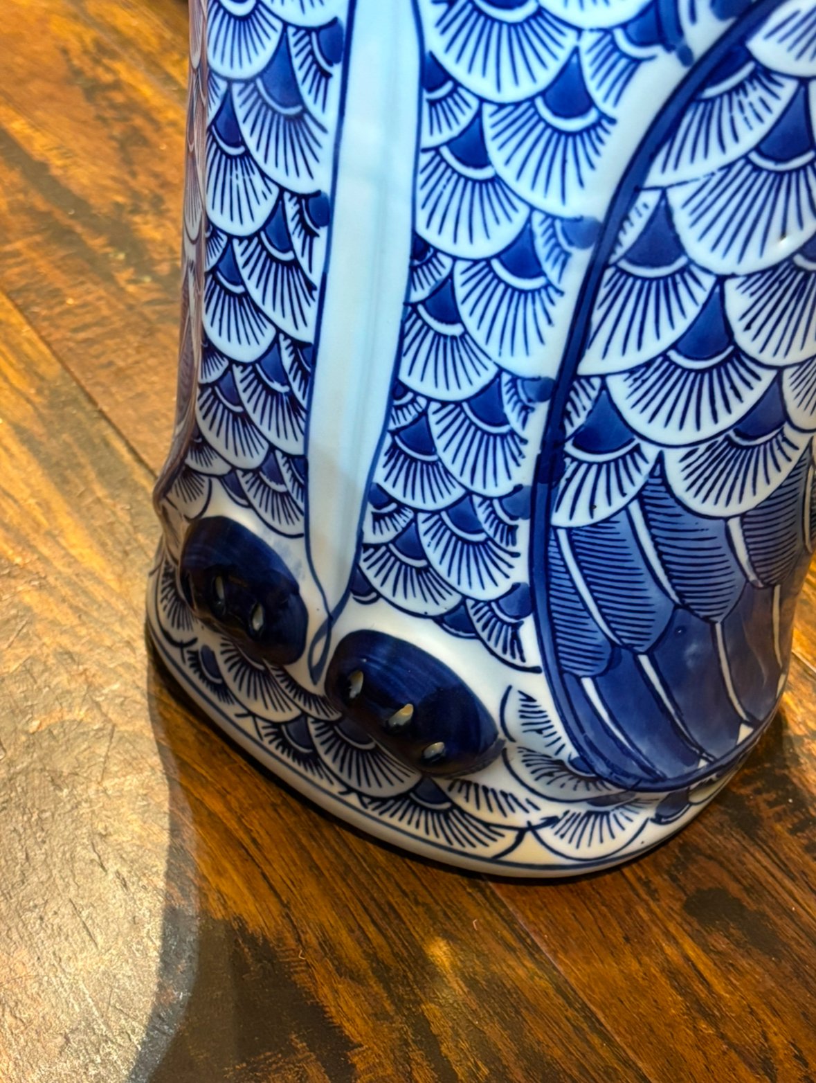 陶器染付 フクロウ(不苦労)の傘立て | アンティーク家具と喫茶