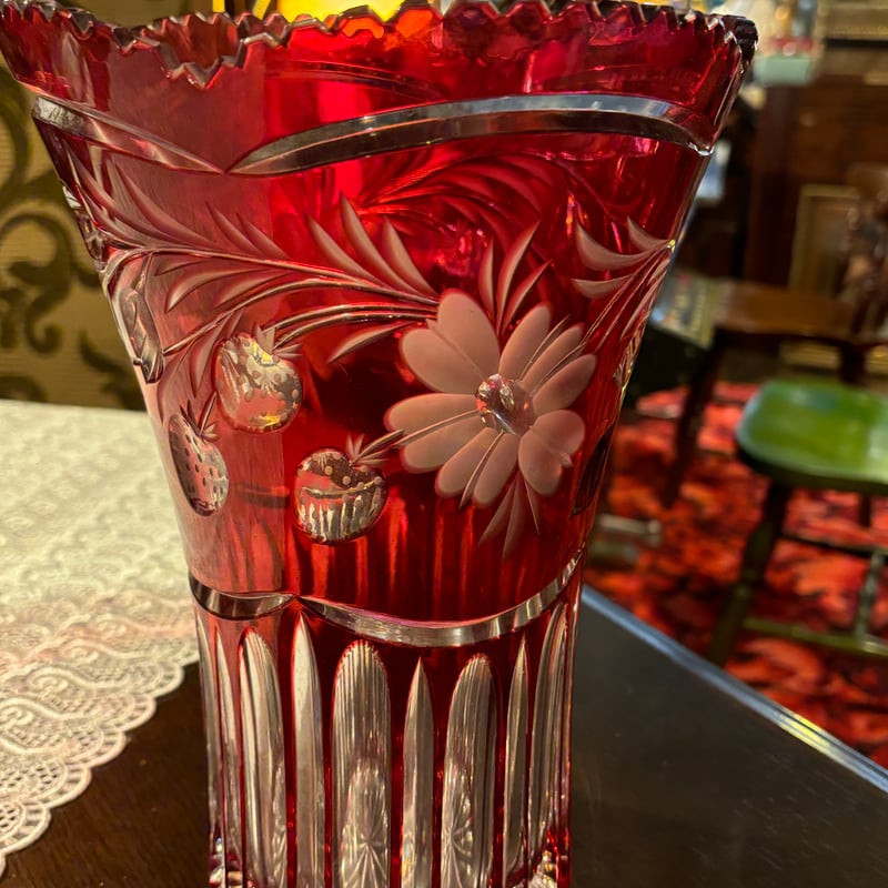 カットガラス 花瓶 フラワーベース ドイツ製 | アンティーク家具 カットガラス 花瓶 フラワーベース ドイツ製 | アンティーク家具