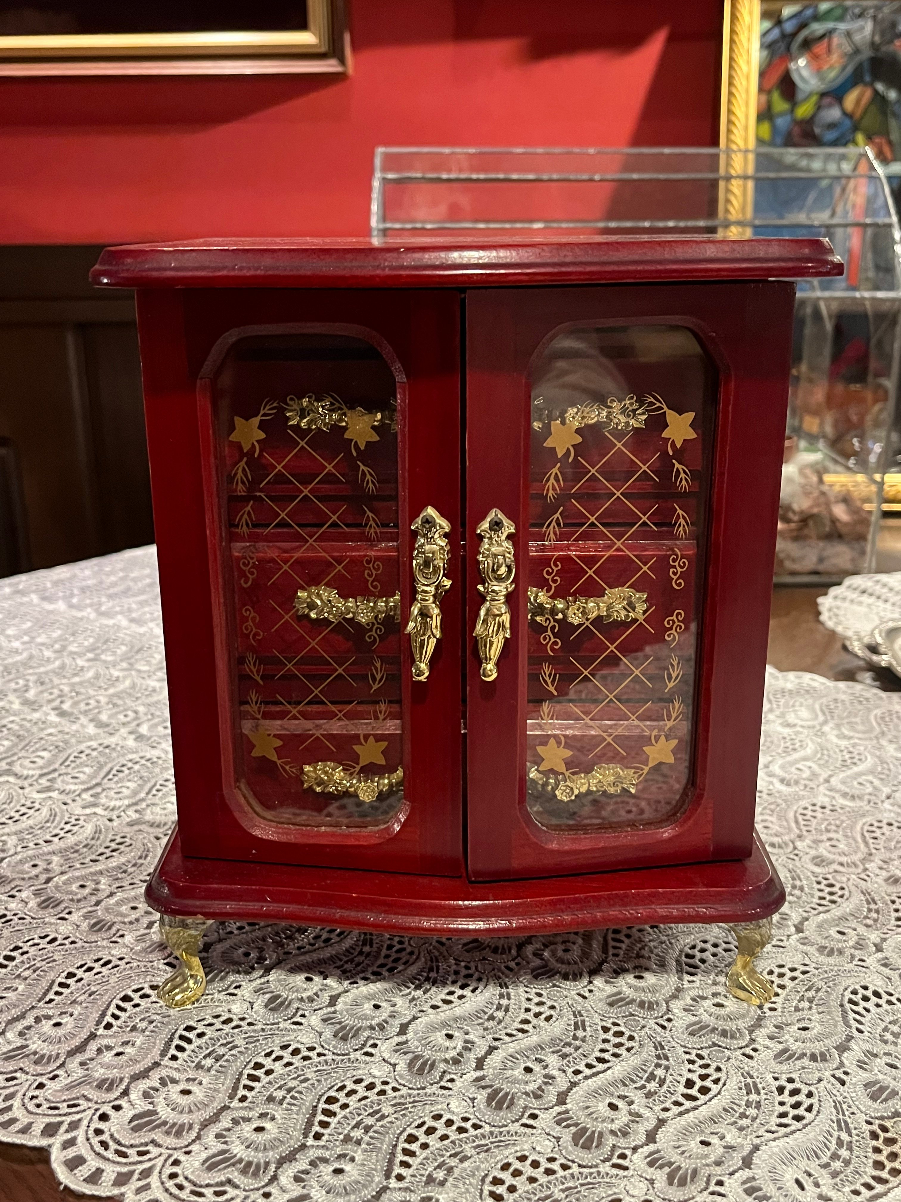 【アンティーク】赤いオルゴールボックス ジュエリーBOXオッペン化粧品 original