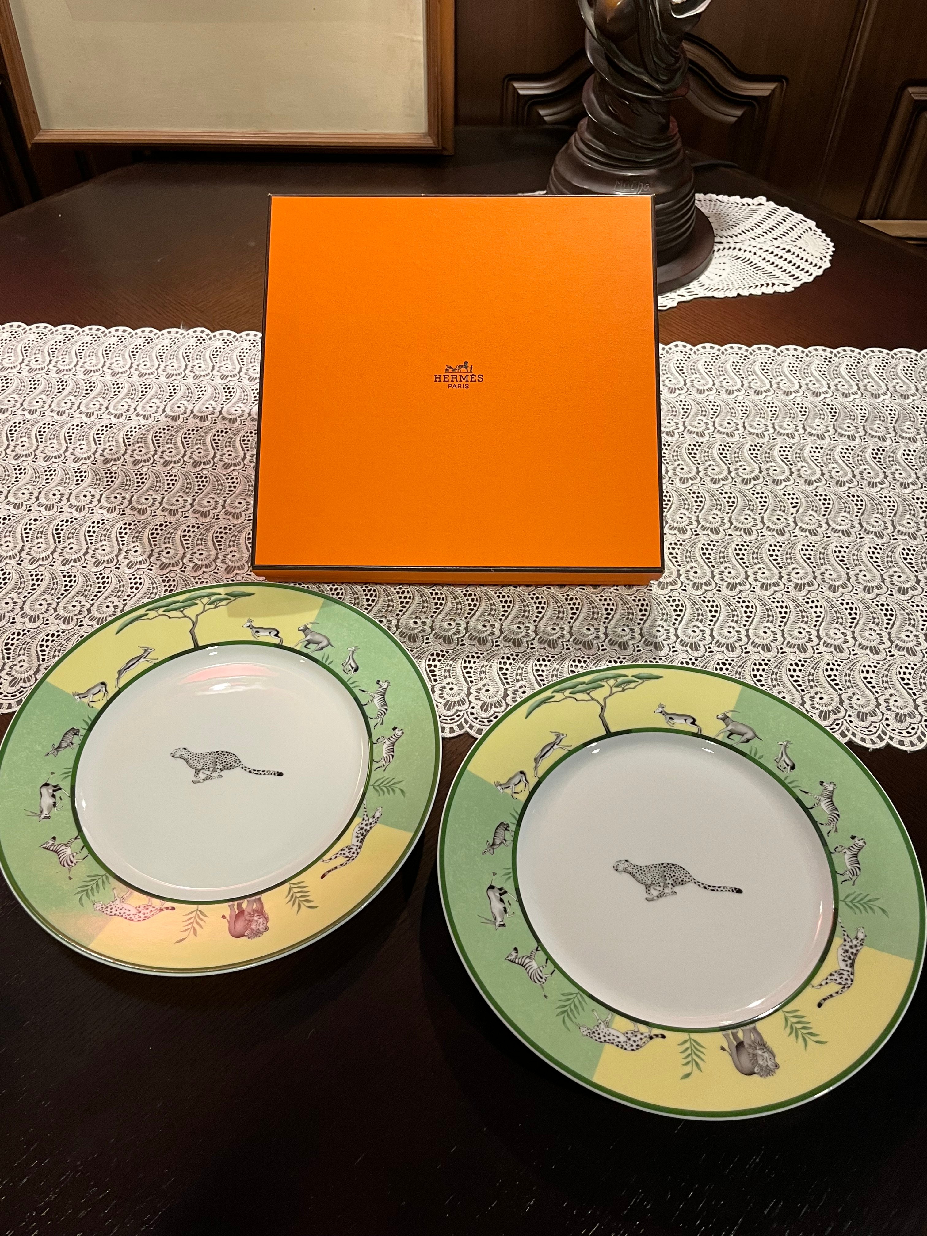 HERMES エルメス アフリカシリーズ 大皿 2枚セット 箱付き