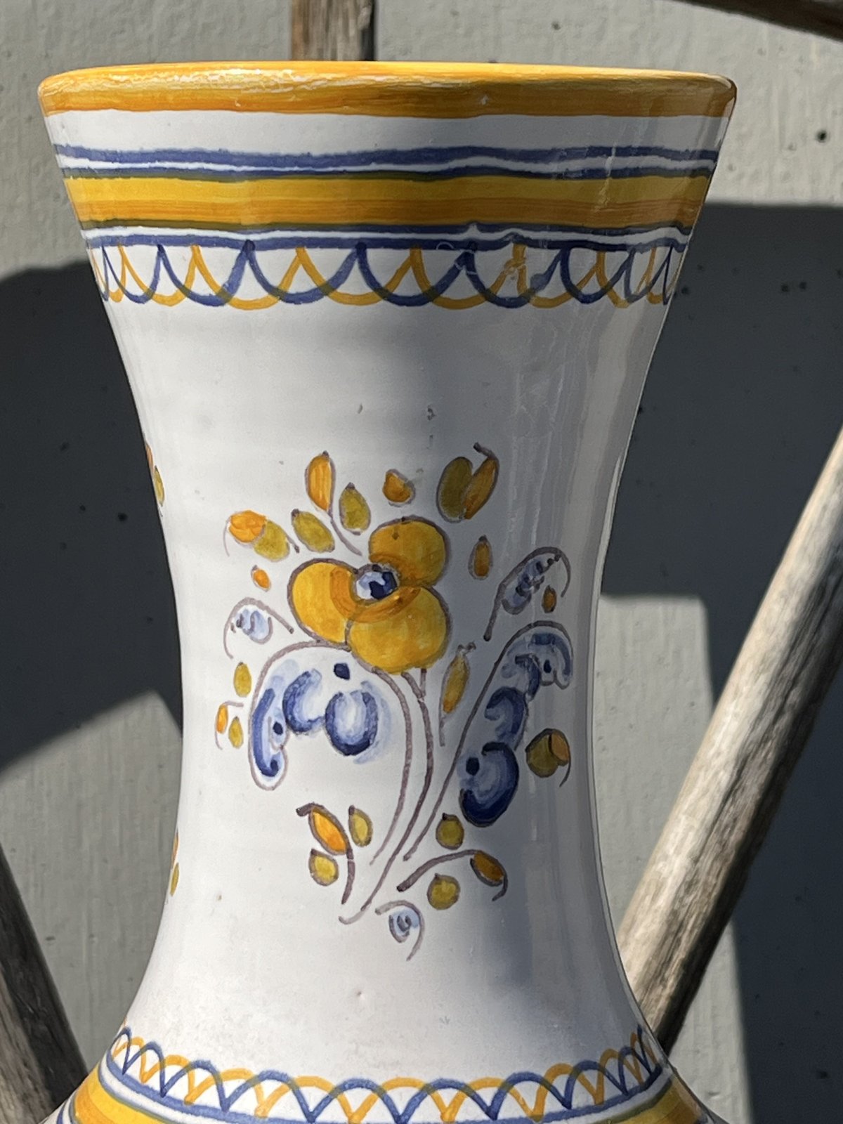 ヴィンテージ陶器フラワーベースアイアンスタンドスペイン