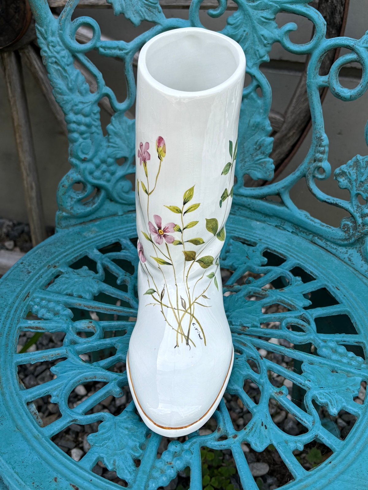 イタリア製 ブーツ型陶磁器花瓶 designersフラワーベース イタリア製 ブーツ型陶磁器花瓶 designersフラワーベース
