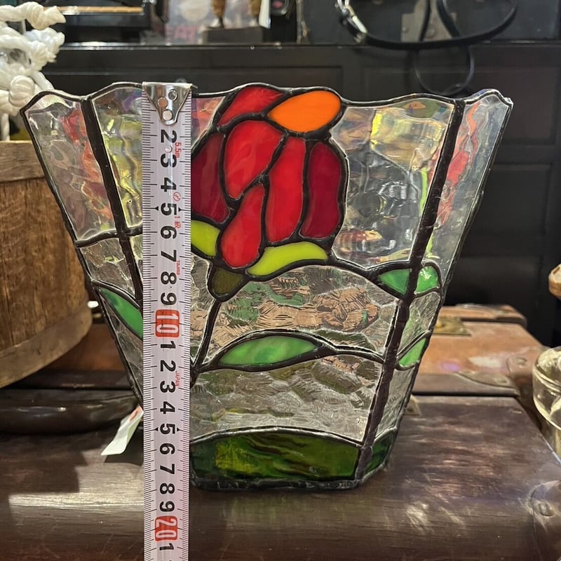 花柄ステンドグラスの入れ物・鉢・ゴミ箱 | アンティーク家具と喫茶