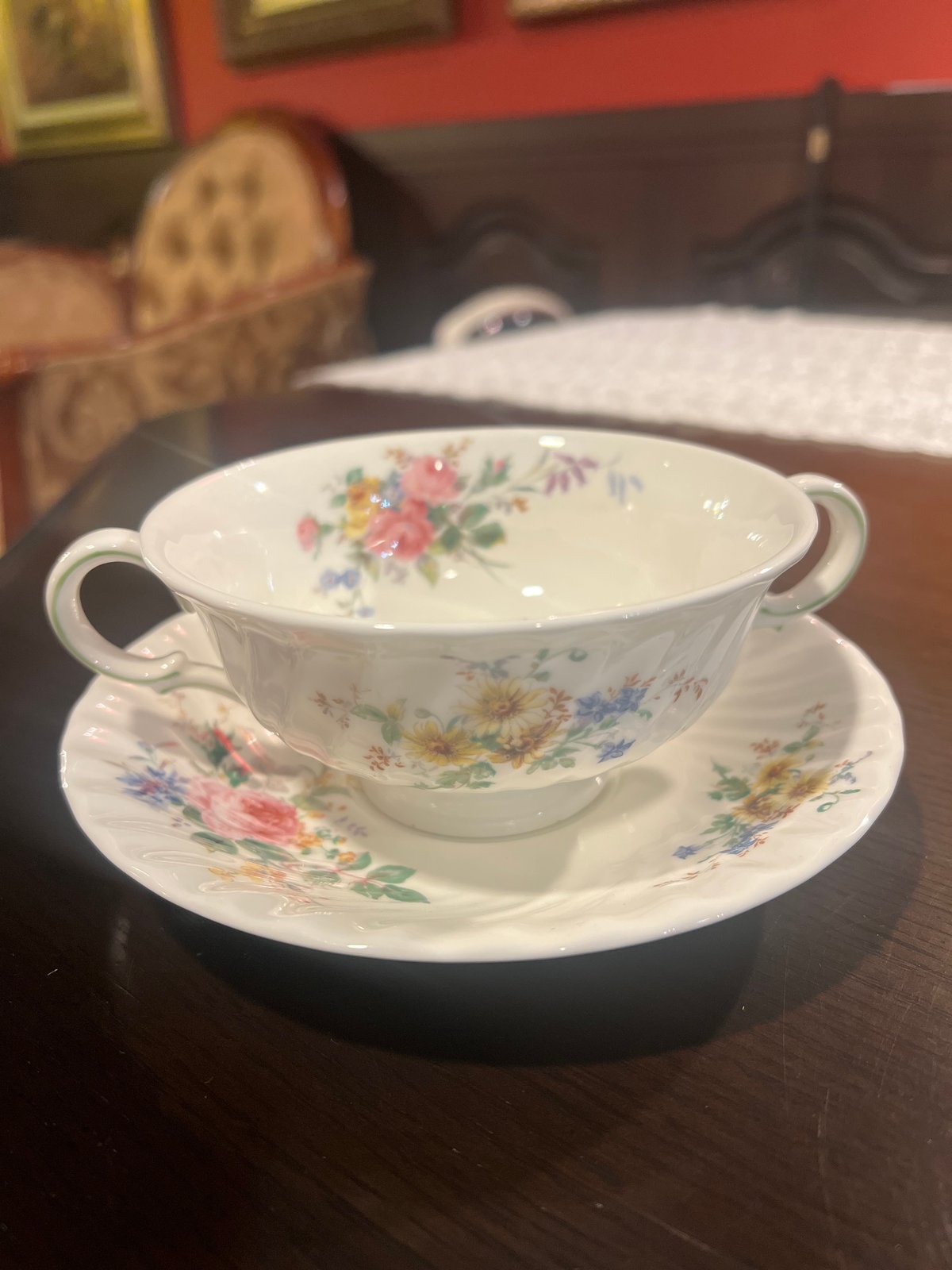 ロイヤルドルトン アルカディア スープカップ&ソーサー 2客 ロイヤルドルトン(ROYAL DOULTON) アルカディア(ARCADIA) スープカップ