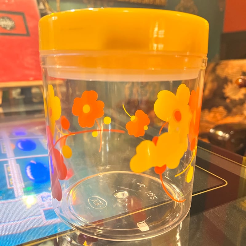 昭和　レトロ 花柄 キャニスター 4個セット イエロー　70年代　USA製 昭和レトロ 花柄プラスチックキャニスター | アンティーク家具と喫茶
