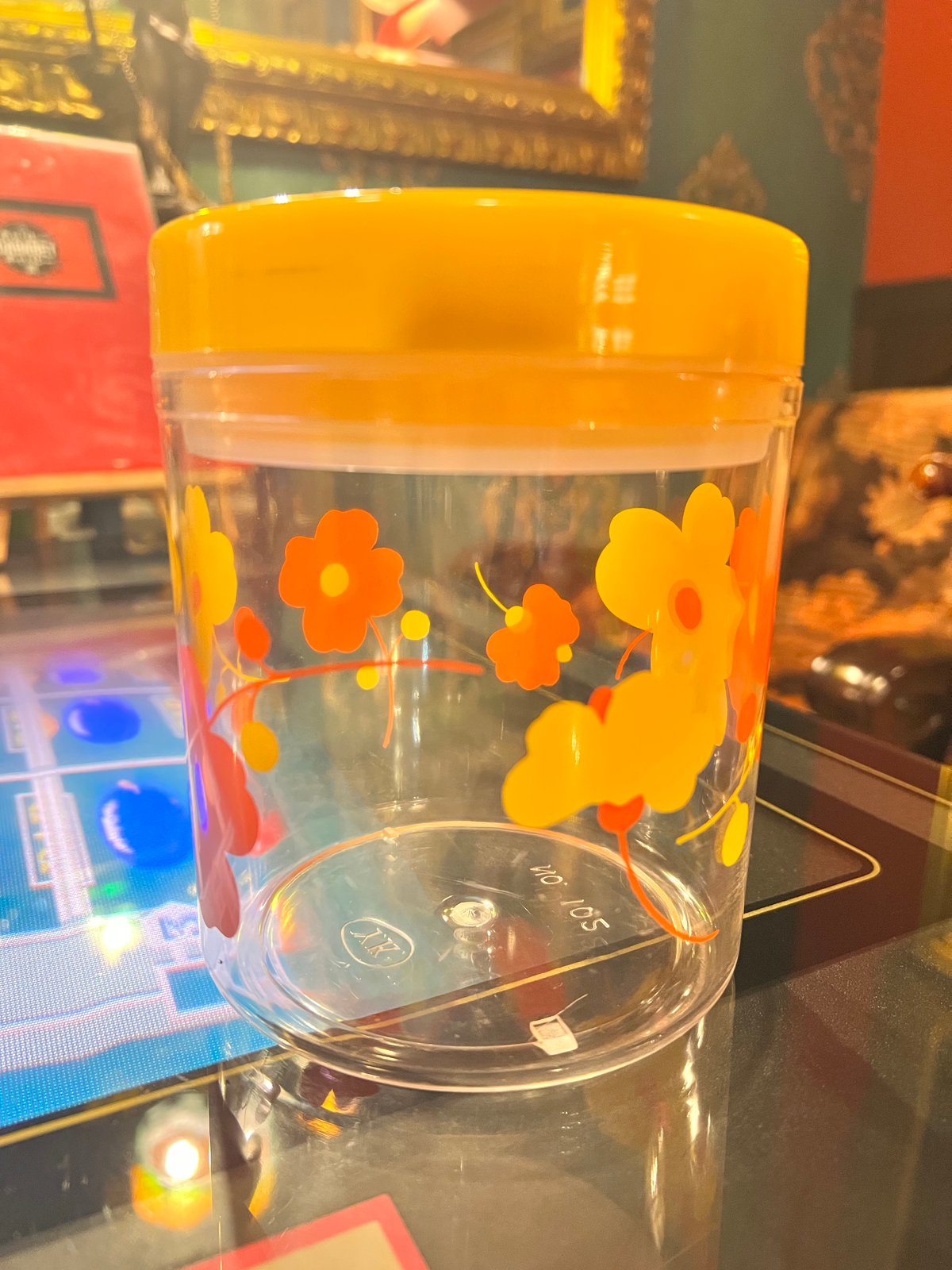 昭和　レトロ 花柄 キャニスター 4個セット イエロー　70年代　USA製 昭和レトロ 花柄プラスチックキャニスター | アンティーク家具と喫茶