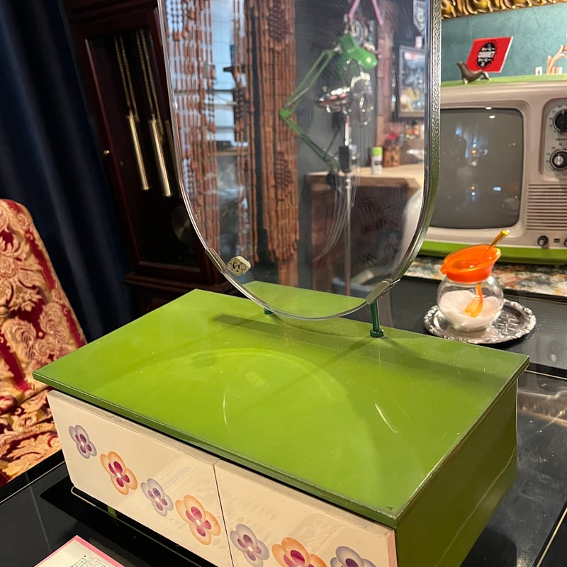 パンジーの花柄が可愛い昭和レトロな鏡台 ドレッサー | アンティーク