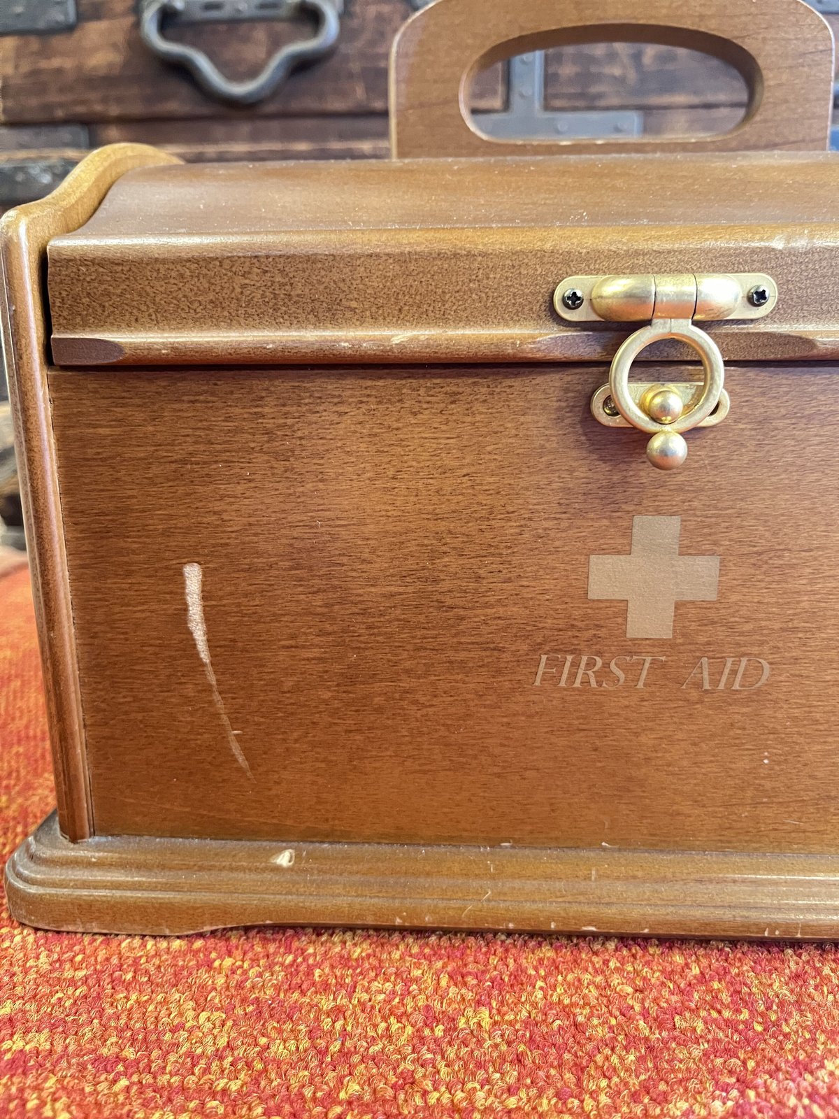 木製 救急箱薬箱 収納ボックス 小物入れ first aid