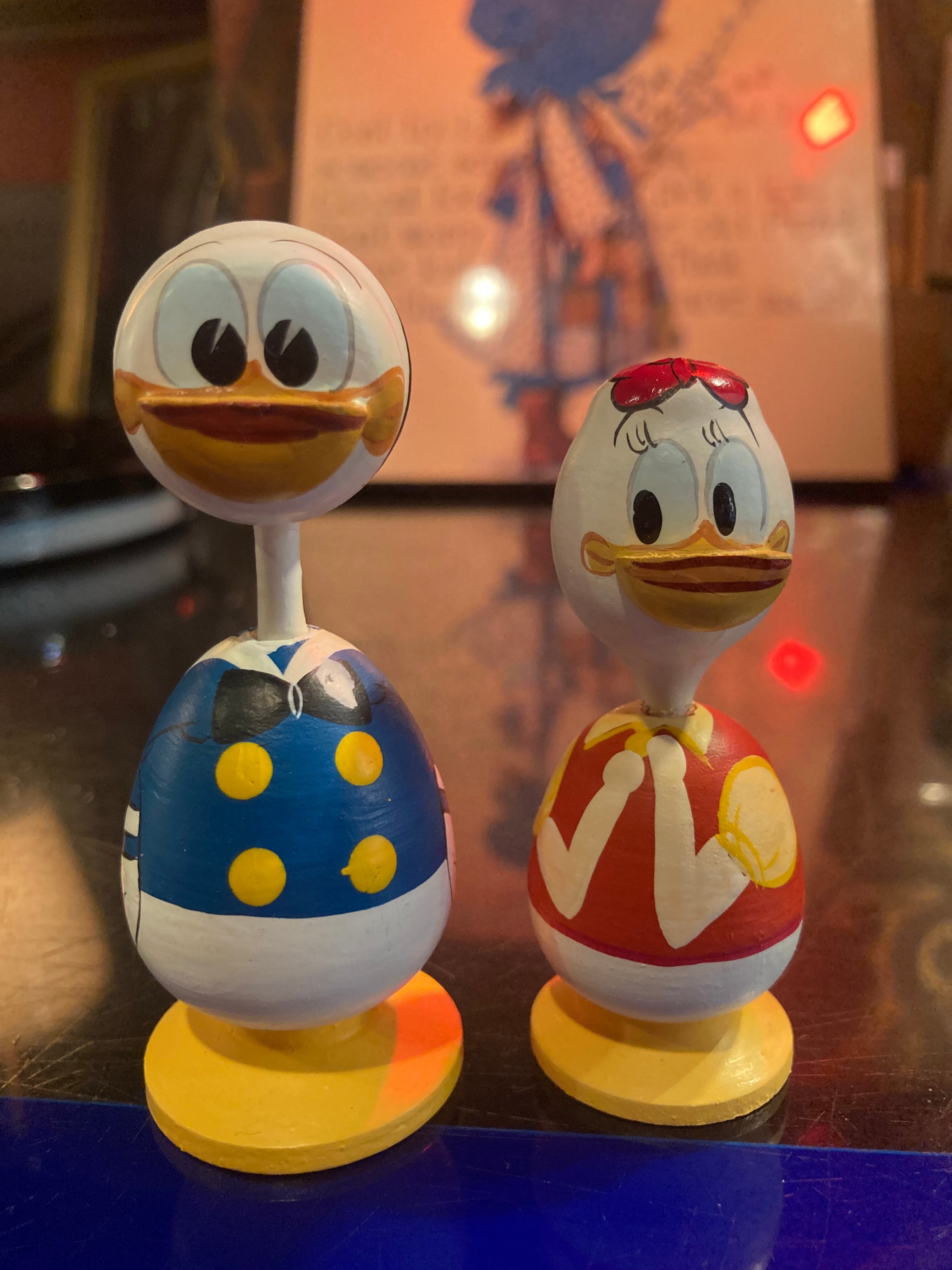 【ドナルドダック 木製アンティークフィギュア】 ディズニー ドナルドダック一家 木製こけし 6点セット | アンティーク
