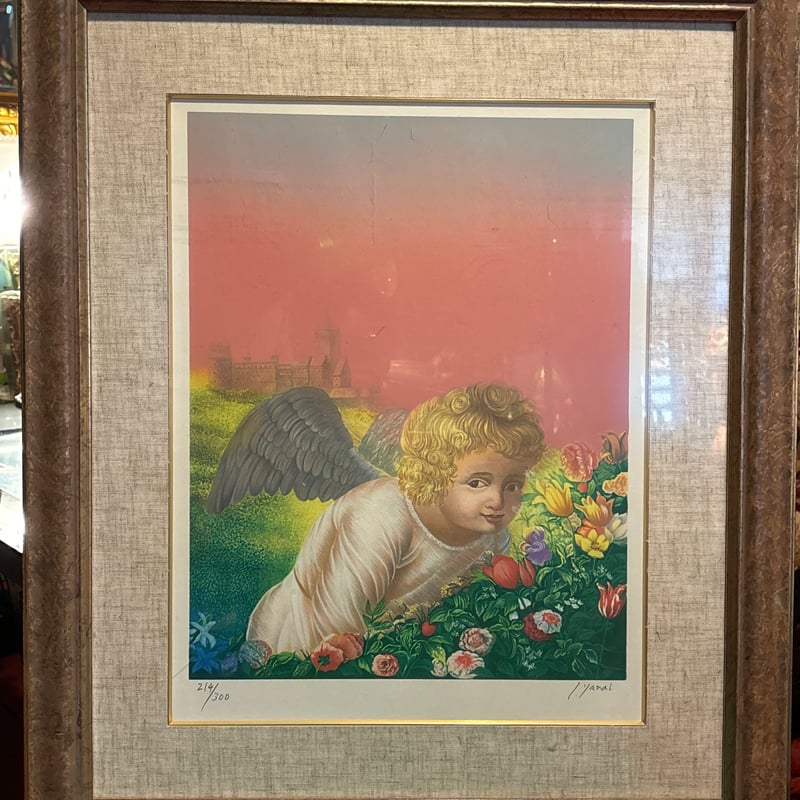 柳井伊都岐【まなざし】lithograph限定300 柳井伊都岐 「まなざし」 リトグラフ | アンティーク家具と喫茶