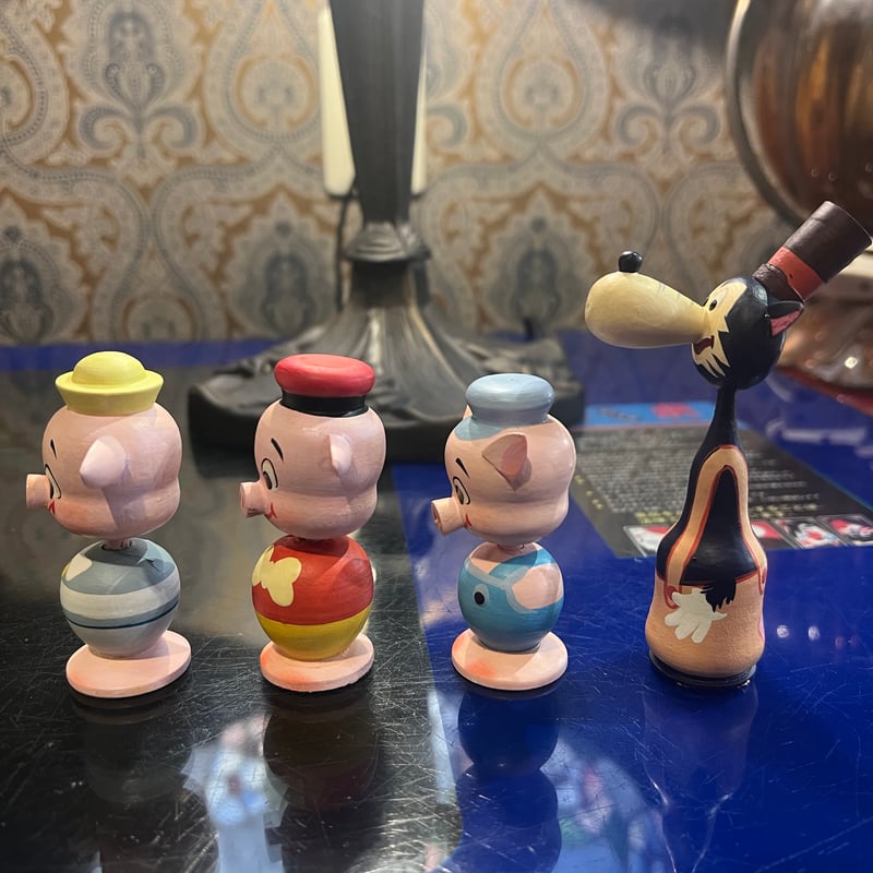 ディズニー3匹のこぶた まんがこけし4体セット（箱あり