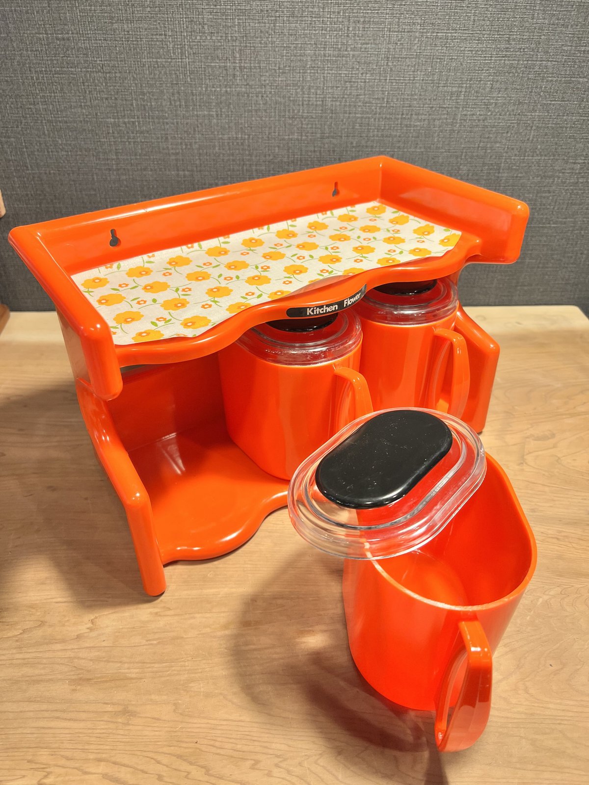 調味料ラック　フラワー　昭和レトロ キッチンフラワー 3連調味料ラック | アンティーク家具と喫茶