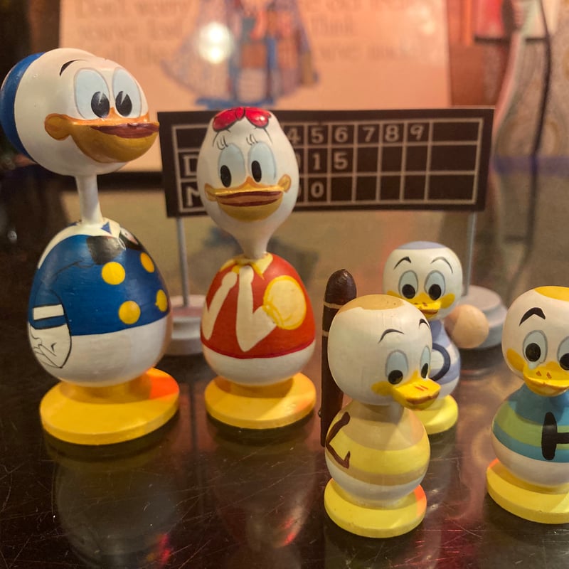 ディズニー ドナルドダック一家 木製こけし 6点セット | アンティーク
