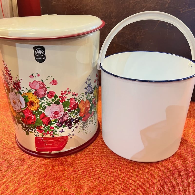 ○ママポット レトロ花柄ゴミ箱 デットストック品 箱有り