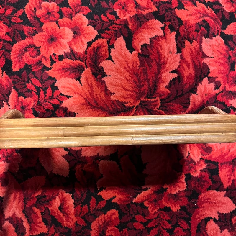 昭和レトロ　藤　ラタン　お盆　トレー　トレイ　花柄 昭和レトロ 藤 ラタン お盆 トレー トレイ 花柄