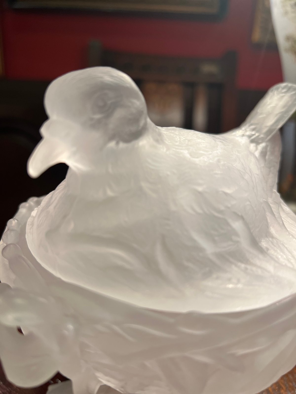 鳥の巣付き小鳥の蓋付きガラス製小物入れ | アンティーク家具と喫茶