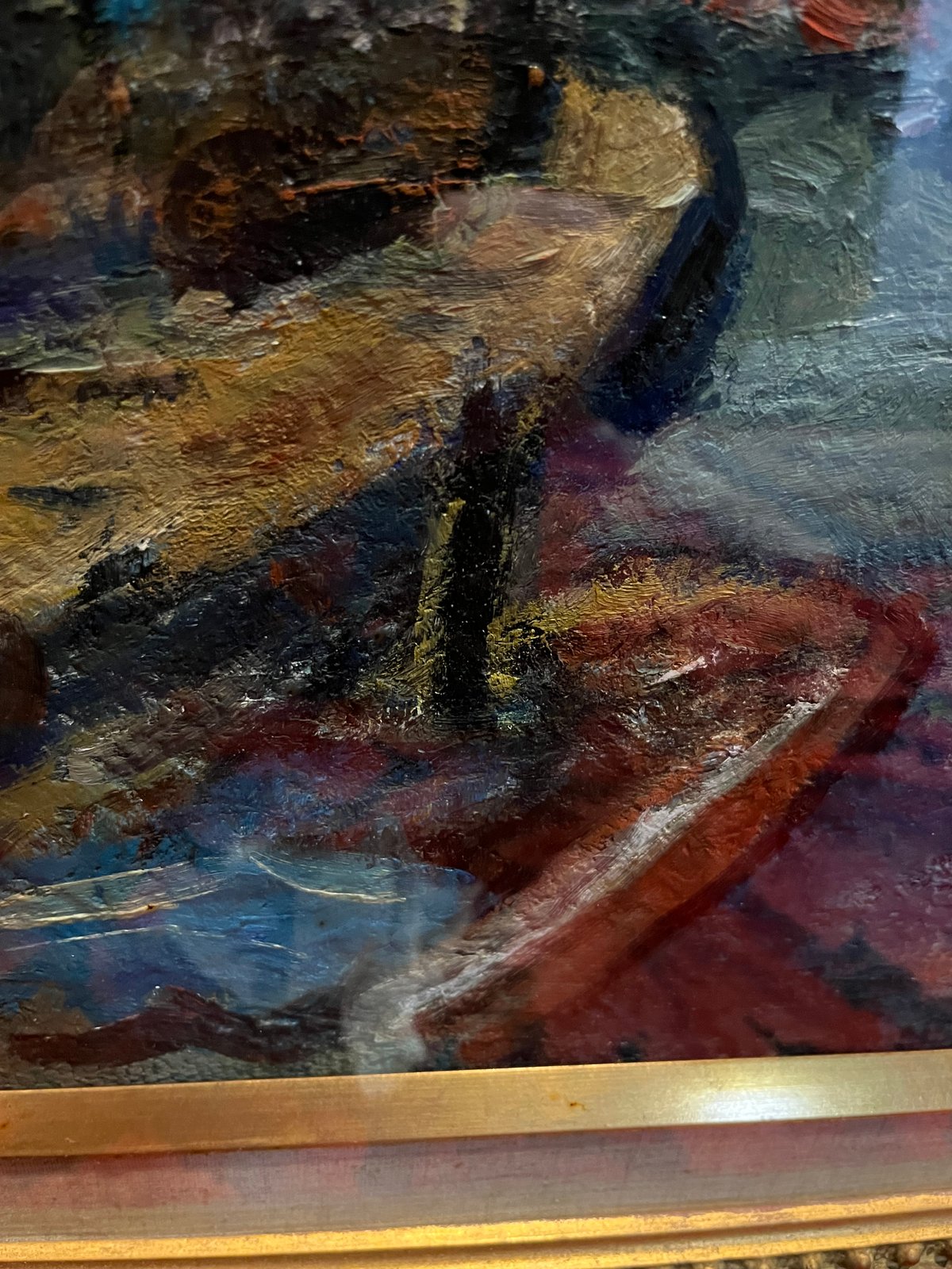 油絵 風景画 花柄の高級額縁 ロココ調額縁 | アンティーク家具と喫茶