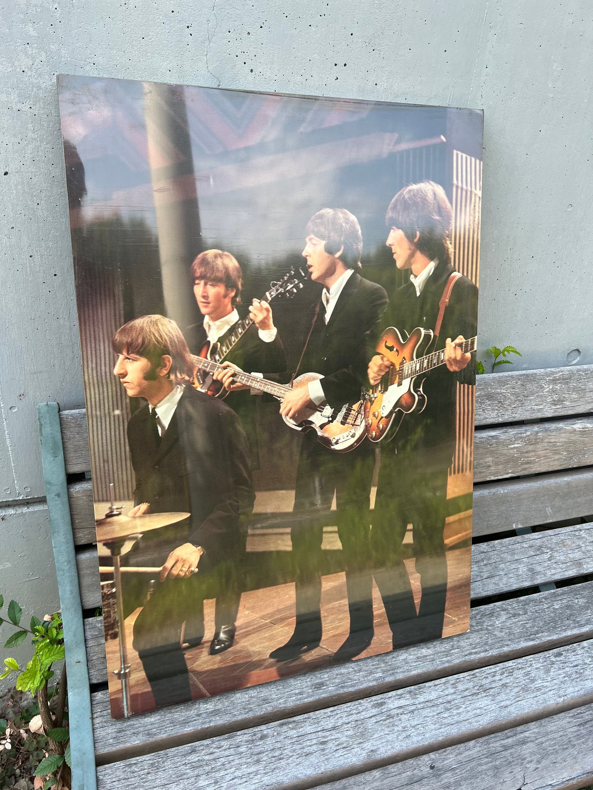 当時物】BEATLES ビートルズ 木板パネルポスター | アンティーク家具と