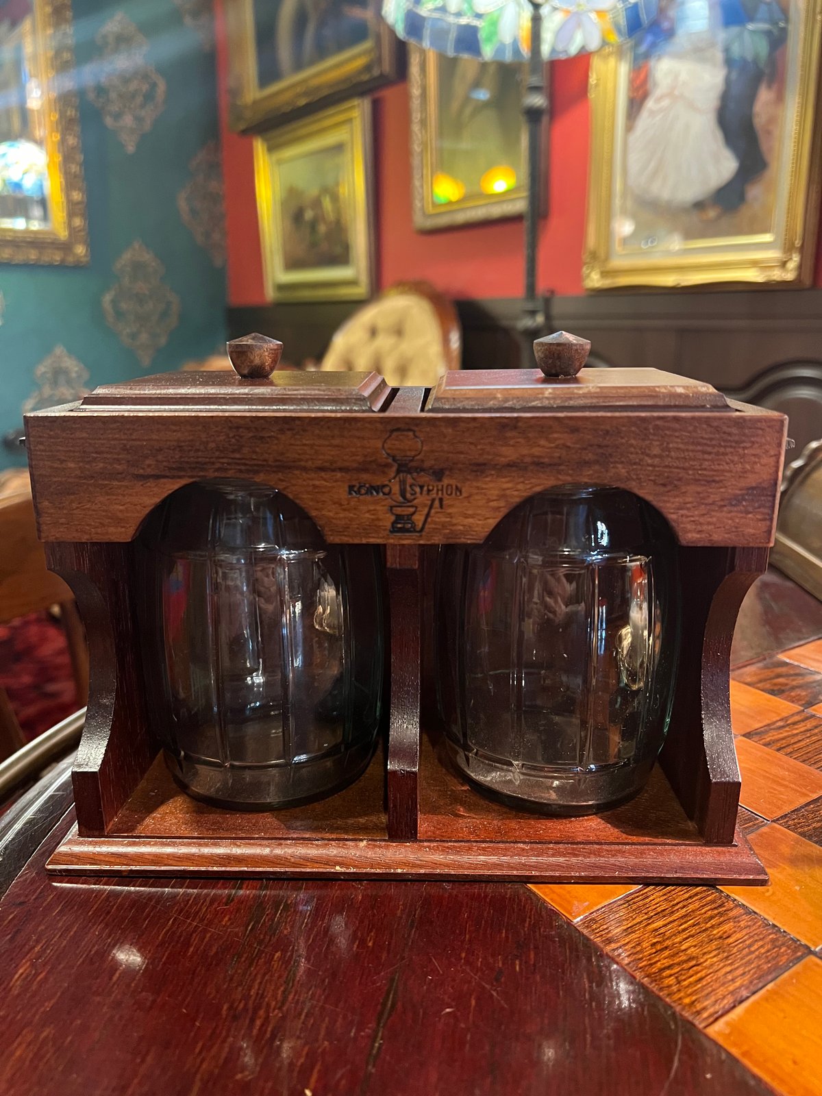 KONO 木製収納付きガラスコーヒーキャニスター | アンティーク家具と