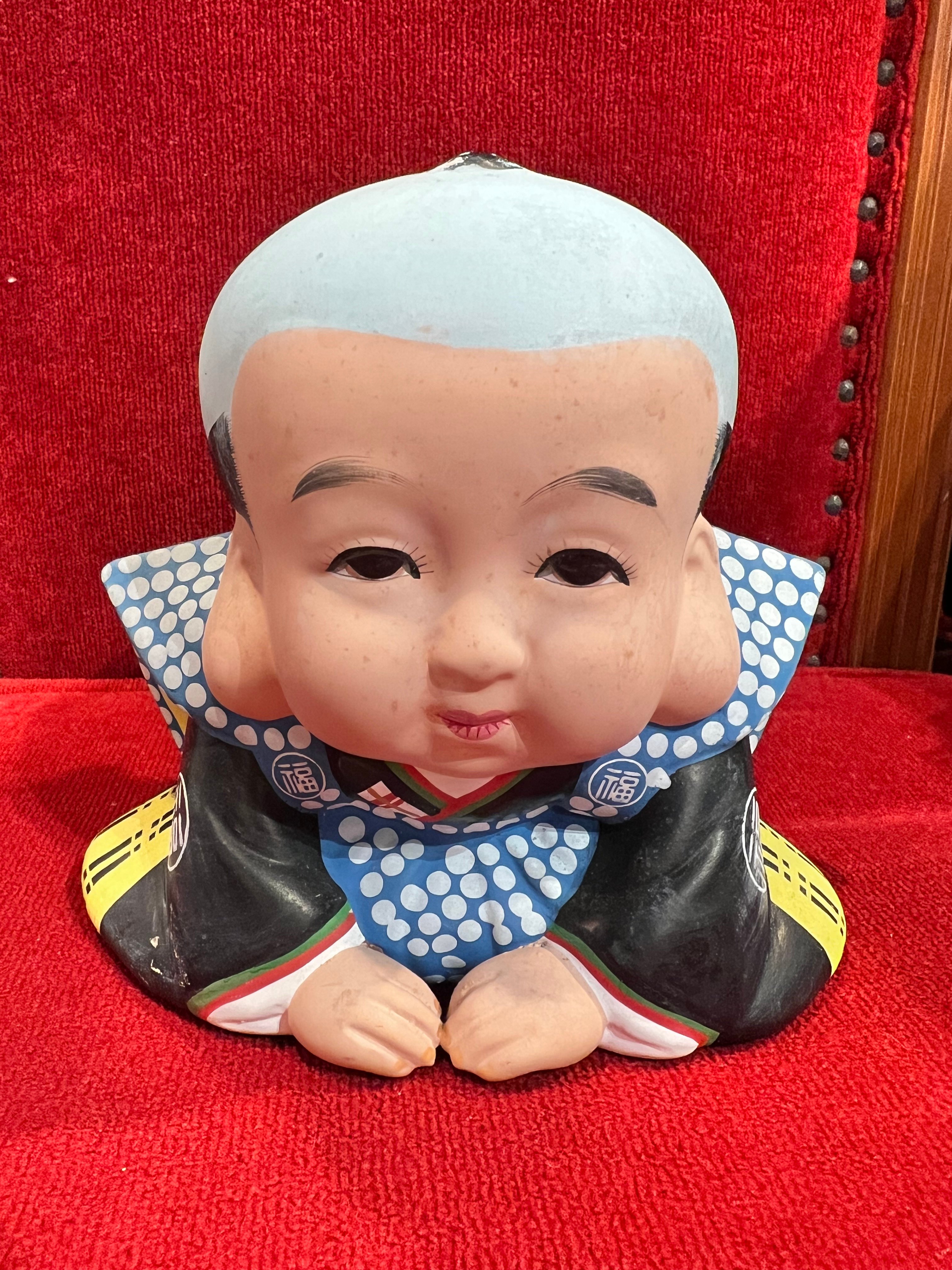 アンティーク【福助人形】 25×27×16cm 陶器 original
