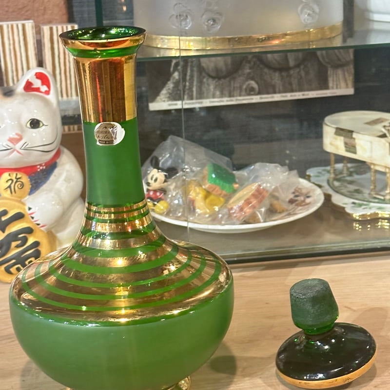 ボヘミアグラス 水さし、6点グラス チェコスロバキア産